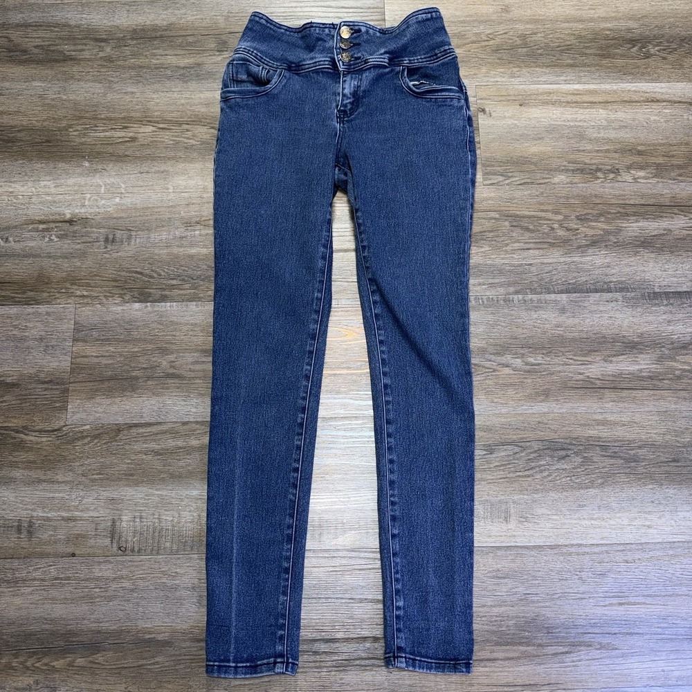 Hybrid & Company High-Waisted Skinny Jeans Juniors 9 Stretchy 3-Button Closure